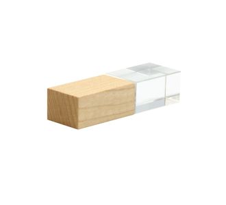 Флешка Кристал Bamboo 16 Гб, белая подсветка