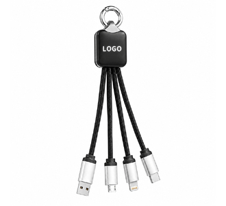 Кабель - брелок Plug с подсветкой гравировки, черный