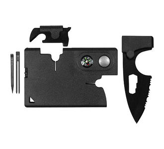 Карточка Tools leeds, 9 функций, инструменты из нержавеющей стали, корпус из полупрозрачного черного пластика