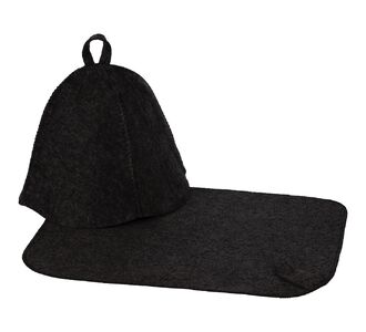 Набор для бани Heat Off с ковриком, черный