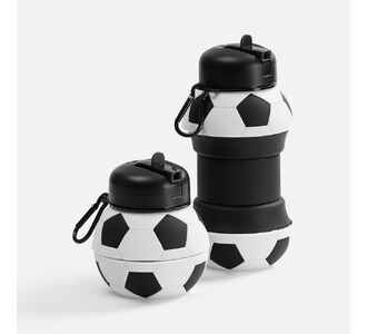 Складная бутылка для воды Football Flex, белая с черным