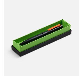 Ручка шариковая Inkolor в футляре, черная с оранжевым