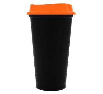 Стакан с крышкой Color Cap Black, черный с оранжевым