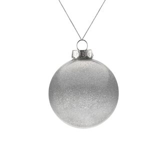 Елочный шар Finery Shine, 8 см, глянцевый серебристый с глиттером