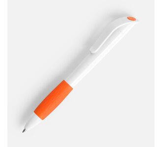 Ручка шариковая Grip, белая с оранжевым