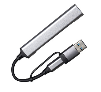 USB-хаб BRANCH 4 в 1, серый, алюминий