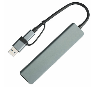 USB-хаб STEM 7 в 1, серый, алюминий