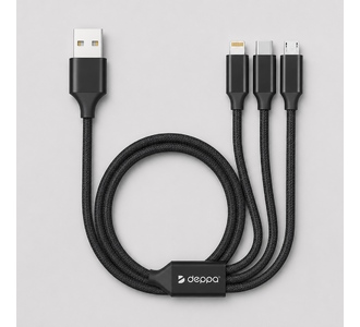 Дата-кабель 3 в 1: micro USB, USB-C, Ligthning, алюминий, 1.2м