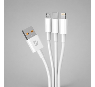 Дата-кабель 3 в 1: micro USB, USB-C, Ligthning, 1.2м