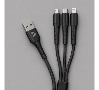 Дата-кабель Armor 3 в 1: micro USB, USB-C, Ligthning, 1.2м