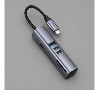 USB-хаб 7 в 1 USB-C - USB-A3.0 + 2хUSB-C + USB-C PD100Вт + HDMI + SD + microSD