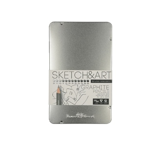 Набор из 12 чернографитовых карандашей «Sketch & Art» 2Н - 9В