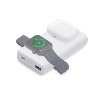 Внешний беспроводной аккумулятор 2-в-1 с функцией зарядки Apple Watch, QC/PD «AtomIQ», 10000 мАч