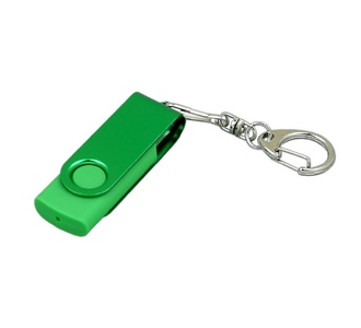 USB 2.0- флешка промо на 16 Гб с поворотным механизмом и однотонным металлическим клипом