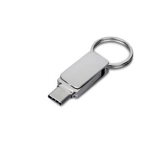 USB 2.0- флешка «Mercury» на 16 Гб с поворотным механизмом и дополнительным разъемом Type-C