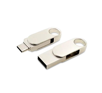 USB 2.0- флешка «Uranium» на 32 Гб с поворотным механизмом и дополнительным разъемом Type-C