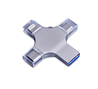 USB 3.0-флешка на 64 Гб 4-в-1 с разъемами Micro USB, Type-C и Lightning