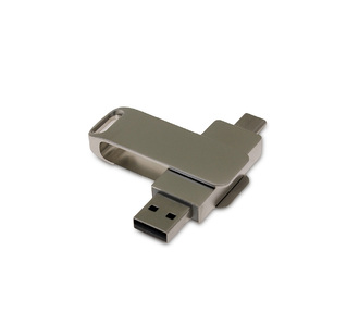 USB 3.0- флешка на 32 Гб с поворотным механизмом и дополнительным разъемом Type-C