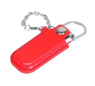 USB 2.0- флешка на 16 Гб в массивном корпусе с кожаным чехлом