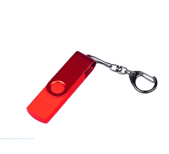 USB 2.0/micro USB/Type-С- флешка на 16 Гб 3-в-1 с поворотным механизмом