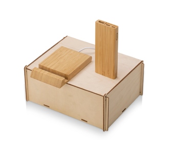 Подарочный набор с БЗУ и внешним аккумулятором «Bamboo Set»