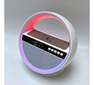 Bluetooth колонка "Smart Orb" 5Вт с беспроводным (15W) ЗУ, лампой, часами, FM радио