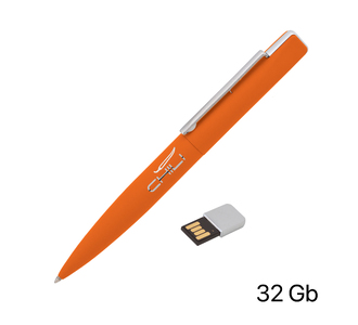 Ручка шариковая "Callisto" с флеш-картой 32Gb, покрытие soft touch