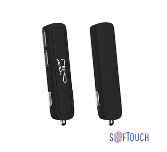 Автомобильное зарядное устройство "Slam" с 2-мя разъёмами USB, покрытие soft touch