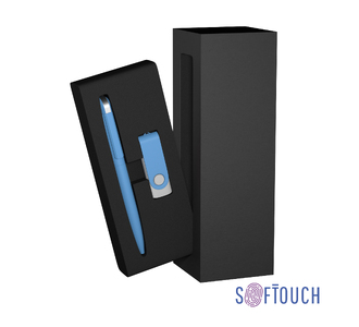 Набор ручка + флеш-карта 16 Гб в футляре, покрытие soft touch