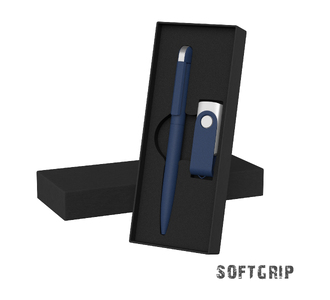 Набор ручка + флеш-карта 16 Гб в футляре,  покрытие softgrip