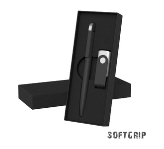 Набор ручка + флеш-карта 16 Гб в футляре,  покрытие softgrip