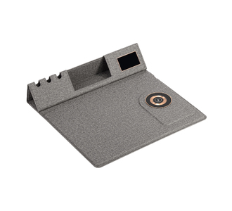 Настольная складная подставка "Cool Mat" с беспроводным (15W) ЗУ, сенсорной подсветкой логотипа, функцией MagSafe и ковриком для мыши