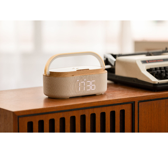 Bluetooth стерео-колонка "Smart Band" 10Вт (2х5Вт) с беспроводным (15W) ЗУ, лампой, часами, FM радио
