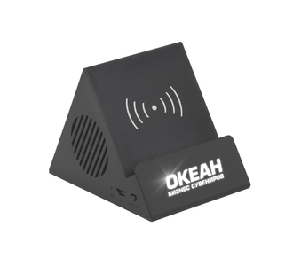 Bluetooth колонка-подставка "Rock" 3Вт с беспроводным зарядным устройством и подсветкой логотипа