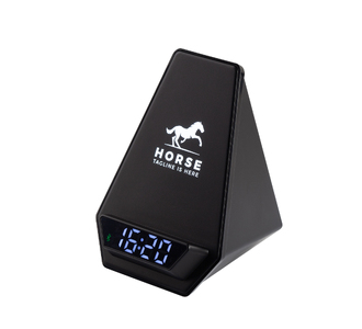 Настольная Bluetooth колонка (3Вт) "Smart Pyramid" с часами и беспроводным (15W) зарядным устройством, с подсветкой логотипа