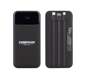 Зарядное (22.5W) устройство "Grade SOFTTOUCH" 10000 mAh с подсветкой логотипа, встроенными кабелями и цифровым индикатором заряда