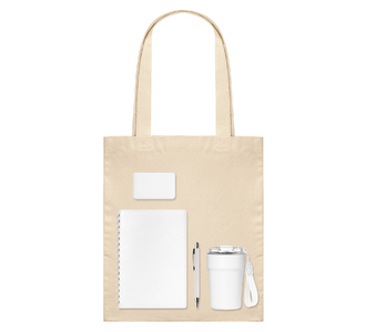 Подарочный набор Велком Пак (Welcome Pack), белый (термокружка, ежедневник, ручка, ЗУ, шоппер)