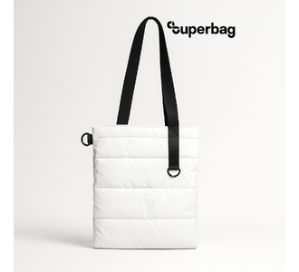 Шоппер Superbag Bubble, стёганый, с магнитной кнопкой (белый с черным)