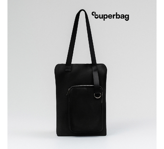 Шоппер Superbag Pocket, с внутренним креплением (карабин) и чехлом для мелочей (черный)