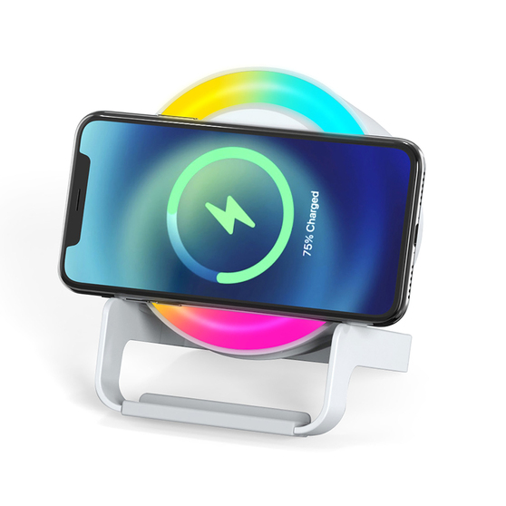 Беспроводная Bluetooth колонка U-Tone RGB c функцией беспроводной зарядки 15W, белый-1