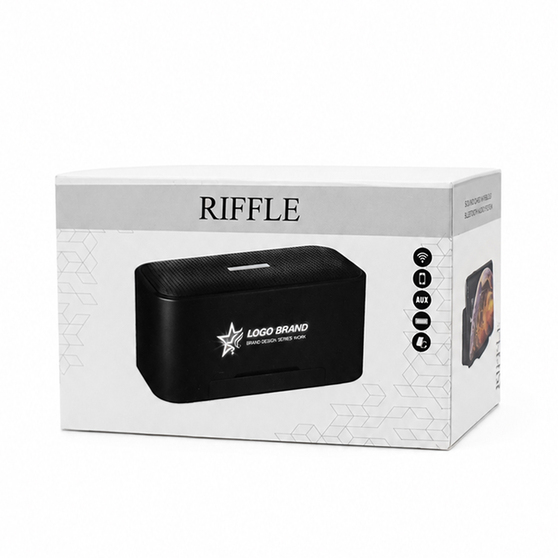 Беспроводная колонка Riffle с подсветкой гравировки, черный-7