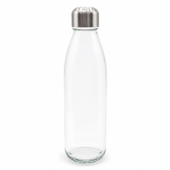 Бутылка стеклянная с манжетой и держателем Glassy, синяя-1