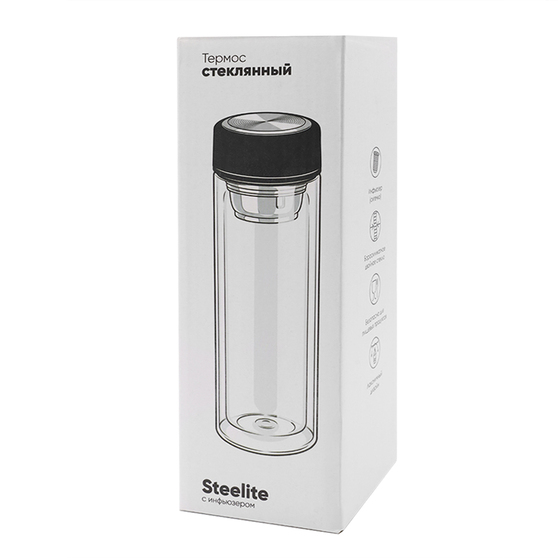 Термос стеклянный с инфьюзером Steelite, чёрный-6