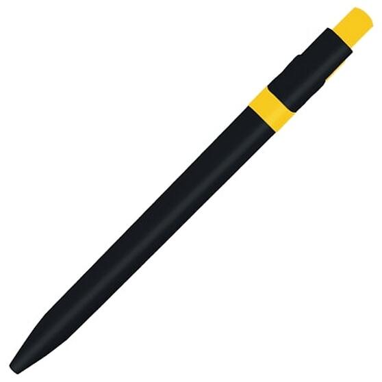 Ручка шариковая пластиковая Ravena Color, черная/желтая-1