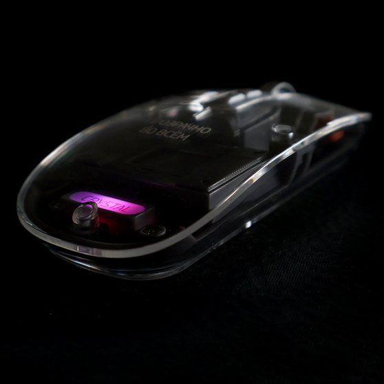 Мышь компьютерная беспроводная прозрачная Crystal, черная-4