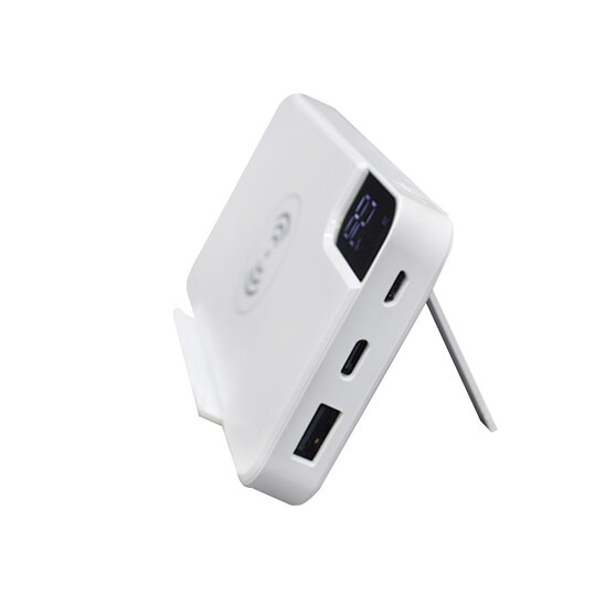 Внешний аккумулятор gPro QI, с беспроводной зарядкой 10000 mAh, белый-1