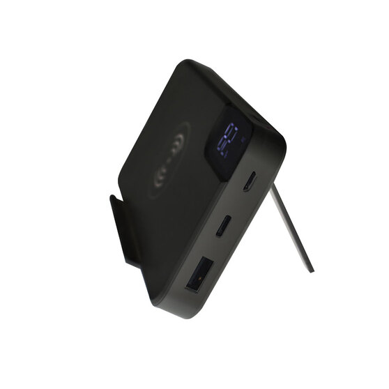 Внешний аккумулятор gPro QI, с беспроводной зарядкой 10000 mAh, черный-1