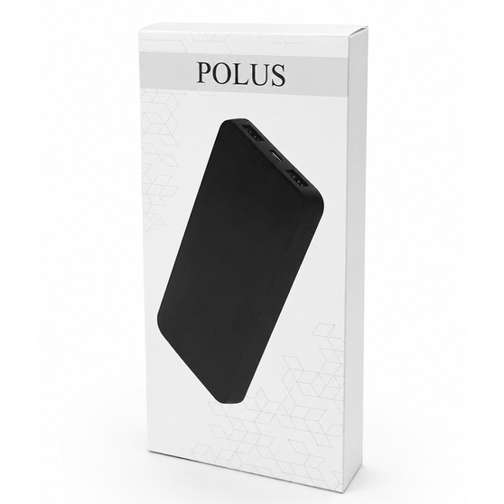 Внешний аккумулятор Polus, 10000 Mah, софт-тач покрытие, черный-5