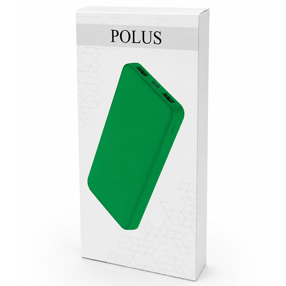 Внешний аккумулятор Polus, 10000 Mah, софт-тач покрытие, зеленый-5