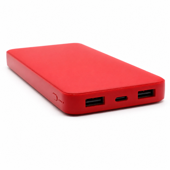 Внешний аккумулятор Polus, 10000 Mah, софт-тач покрытие, красный-3